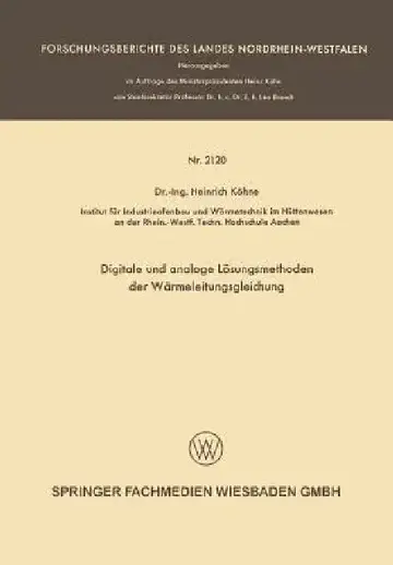 Cover of Digitale Und Analoge Lösungsmethoden Der Wärmeleitungsgleichung