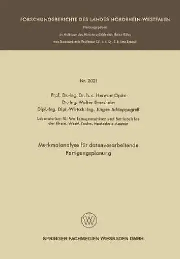 Cover of Merkmalanalyse Für Datenverarbeitende Fertigungsplanung