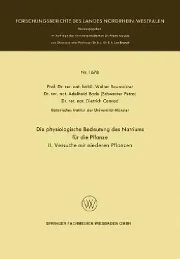 Cover of Die Physiologische Bedeutung Des Natriums Für Die Pflanze