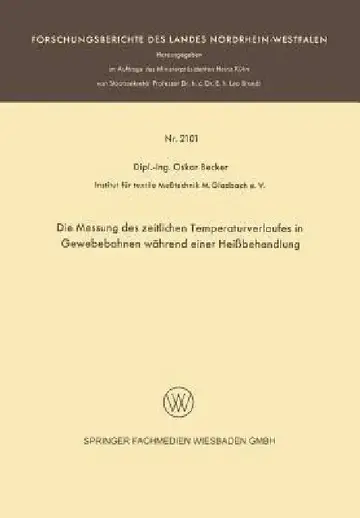Cover of Die Messung Des Zeitlichen Temperaturverlaufes in Gewebebahnen Während Einer Heißbehandlung
