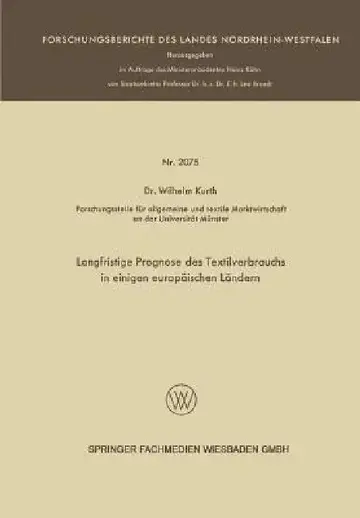 Cover of Langfristige Prognose Des Textilverbrauchs in Einigen Europäischen Ländern