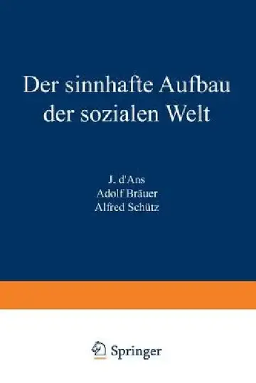 Cover of Der Sinnhafte Aufbau Der Sozialen Welt