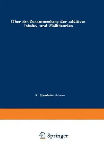 Cover of Über Den Zusammenhang Der Additiven Inhalts- Und Maßtheorien