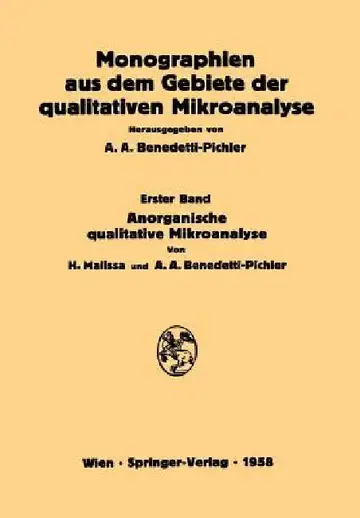 Cover of Anorganische Qualitative Mikroanalyse