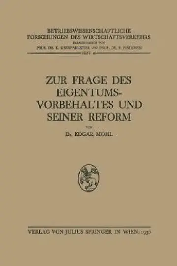 Cover of Zur Frage Des Eigentumsvorbehaltes Und Seiner Reform
