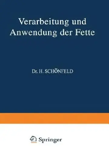 Cover of Verarbeitung Und Anwendung Der Fette