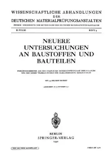 Cover of Neuere Untersuchungen an Baustoffen Und Bauteilen