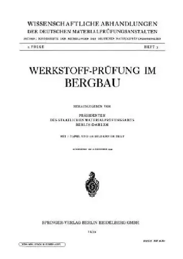Cover of Werkstoff-Prüfung Im Bergbau