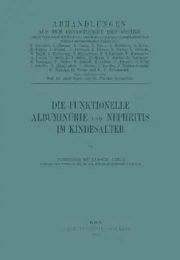 Cover of Die Funktionelle Albuminurie Und Nephritis Im Kindesalter