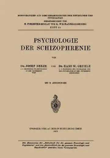 Cover of Psychologie Der Schizophrenie