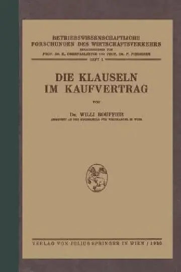 Cover of Die Klauseln Im Kaufvertrag