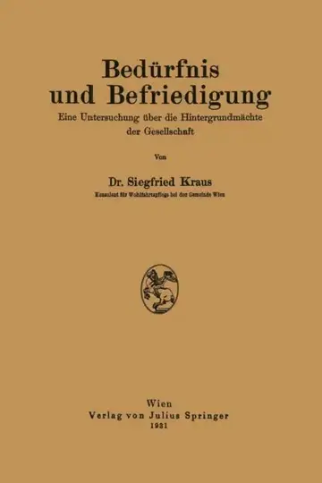 Cover of Bedürfnis Und Befriedigung