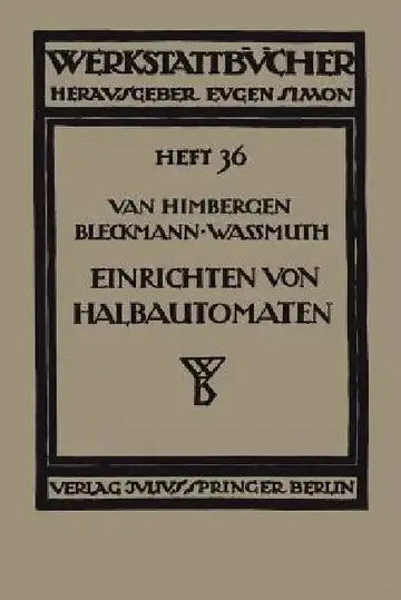 Cover of Das Einrichten Von Halbautomaten