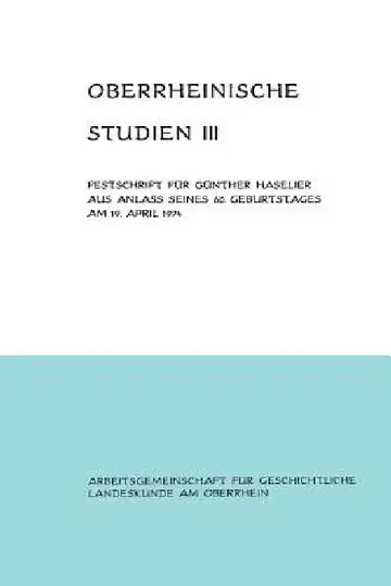Cover of Oberrheinische Studien Band III