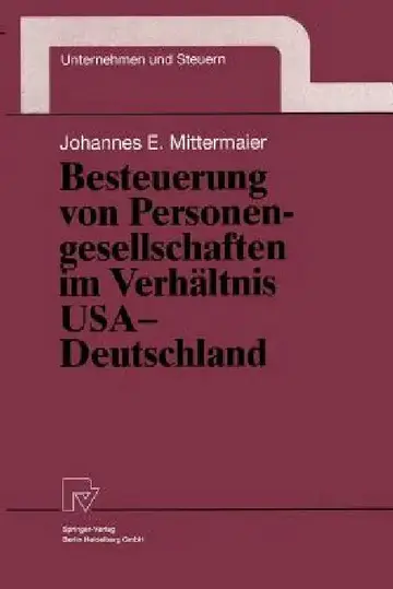 Cover of Besteuerung Von Personengesellschaften Im Verhältnis USA -- Deutschland