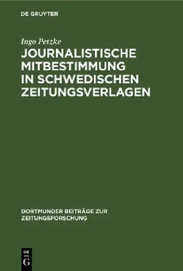 Cover of Journalistische Mitbestimmung in schwedischen Zeitungsverlagen