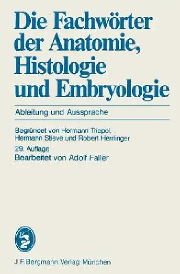 Cover of Die Fachwörter Der Anatomie, Histologie Und Embryologie