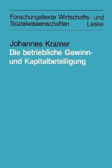 Cover of Die Betriebliche Gewinn- Und Kapitalbeteiligung