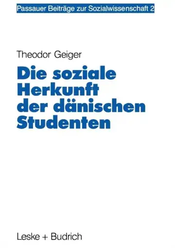 Cover of Die Soziale Herkunft Der Dänischen Studenten