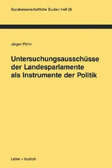 Cover of Untersuchungsausschüsse Der Landesparlamente ALS Instrumente Der Politik