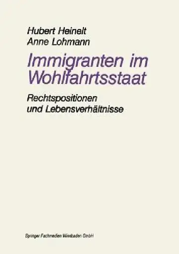 Cover of Immigranten Im Wohlfahrtsstaat