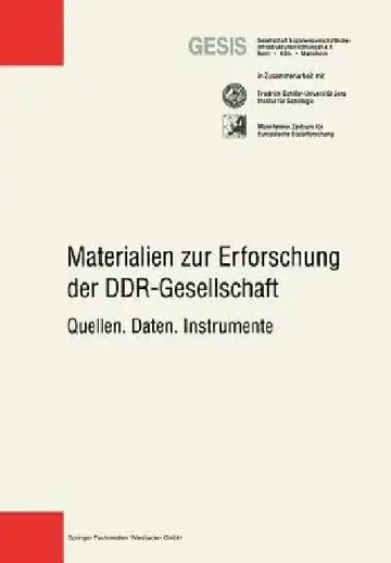 Cover of Materialien Zur Erforschung Der Ddr-Gesellschaft