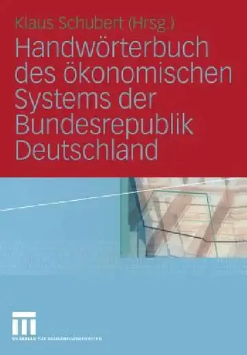 Cover of Handwörterbuch Des Ökonomischen Systems Der Bundesrepublik Deutschland