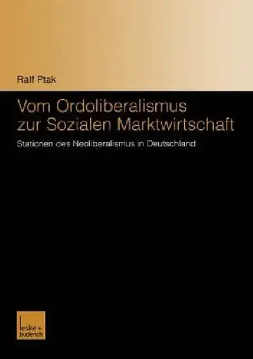 Cover of Vom Ordoliberalismus Zur Sozialen Marktwirtschaft
