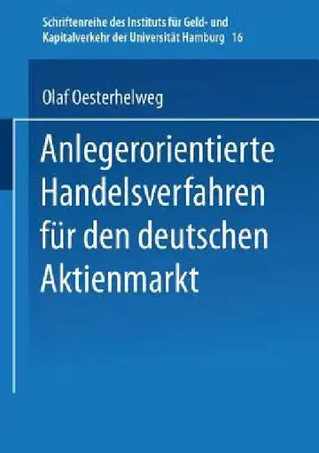 Cover of Anlegerorientierte Handelsverfahren Für Den Deutschen Aktienmarkt