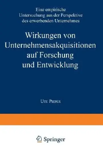 Cover of Wirkungen Von Unternehmensakquisitionen Auf Forschung Und Entwicklung