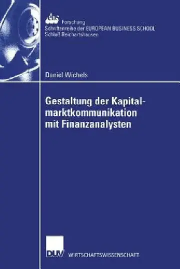 Cover of Gestaltung Der Kapitalmarktkommunikation Mit Finanzanalysten