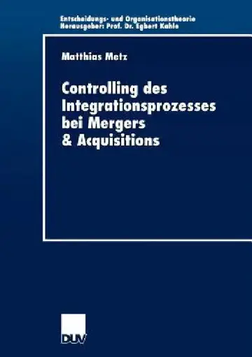 Cover of Controlling Des Integrationsprozesses Bei Mergers & Acquisitions