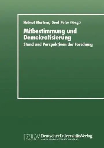 Cover of Mitbestimmung Und Demokratisierung