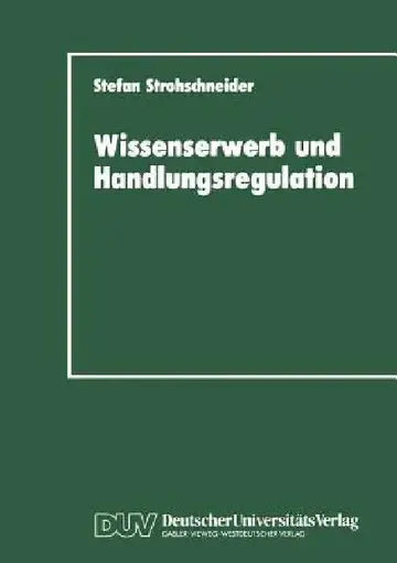 Cover of Wissenserwerb Und Handlungsregulation