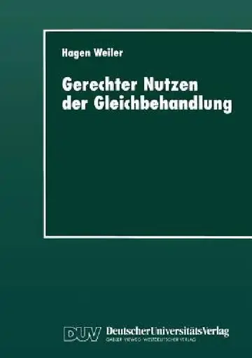 Cover of Gerechter Nutzen Der Gleichbehandlung