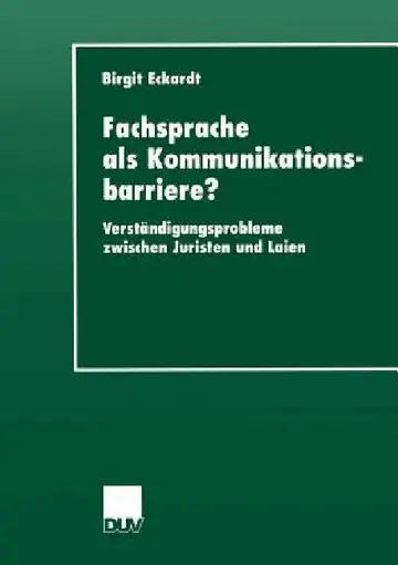 Cover of Fachsprache ALS Kommunikationsbarriere?