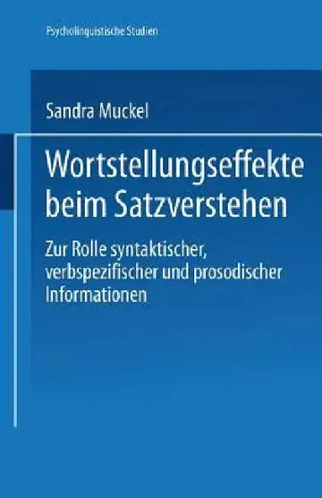 Cover of Wortstellungseffekte Beim Satzverstehen