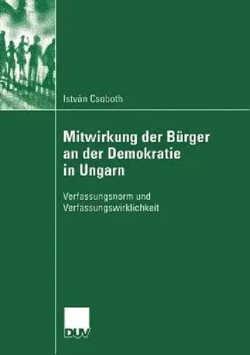 Cover of Mitwirkung Der Bürger an Der Demokratie in Ungarn
