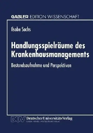 Cover of Handlungsspielräume Des Krankenhausmanagements