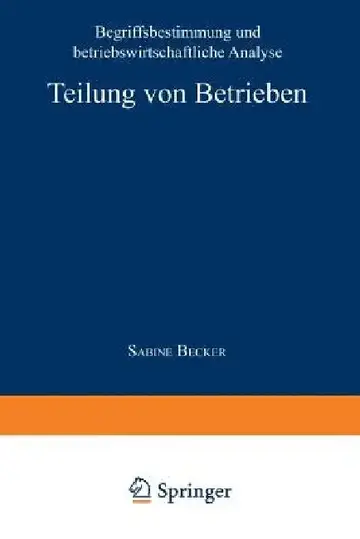 Cover of Teilung Von Betrieben