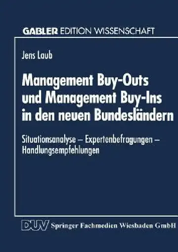 Cover of Management Buy-Outs Und Management Buy-Ins in Den Neuen Bundesländern