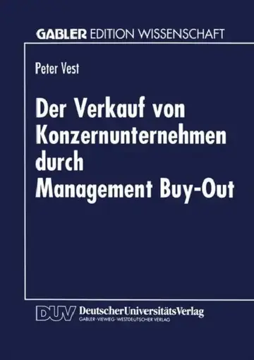 Cover of Der Verkauf Von Konzernunternehmen Durch Management Buy-Out