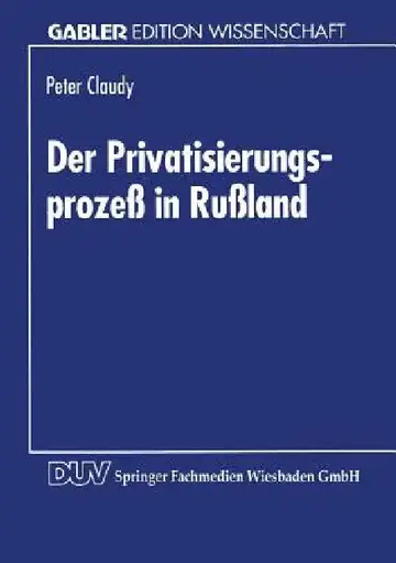 Cover of Der Privatisierungsprozeß in Rußland