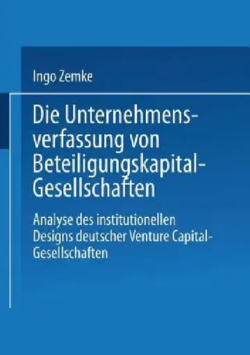 Cover of Die Unternehmensverfassung Von Beteiligungskapital-Gesellschaften