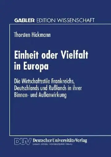 Cover of Einheit Oder Vielfalt in Europa