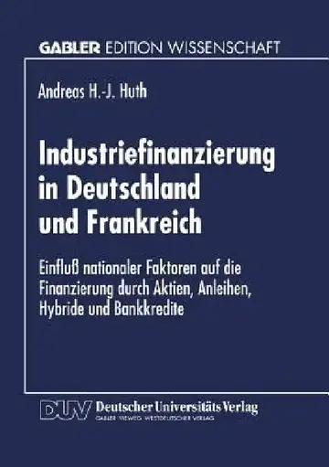 Cover of Industriefinanzierung in Deutschland Und Frankreich