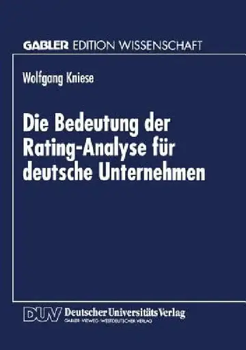 Cover of Die Bedeutung Der Rating-Analyse Für Deutsche Unternehmen