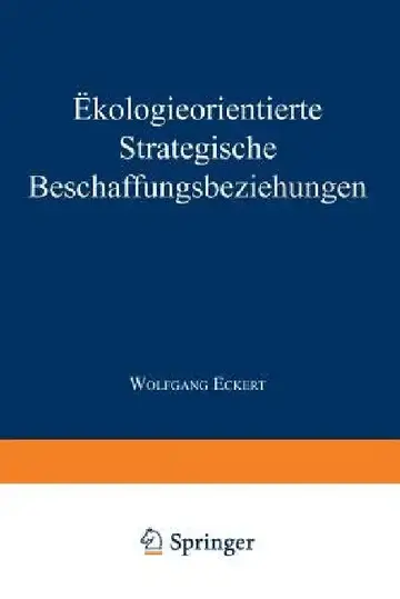 Cover of Ökologieorientierte Strategische Beschaffungsbeziehungen
