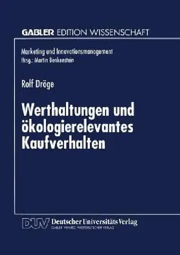 Cover of Werthaltungen Und Ökologierelevantes Kaufverhalten