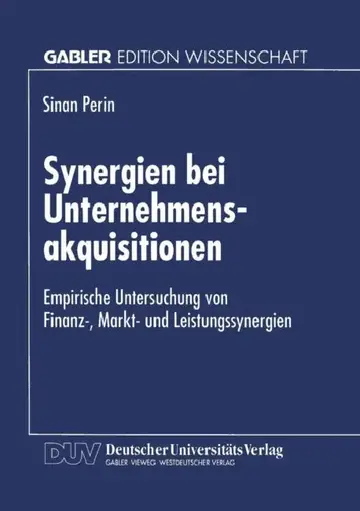 Cover of Synergien Bei Unternehmensakquisitionen